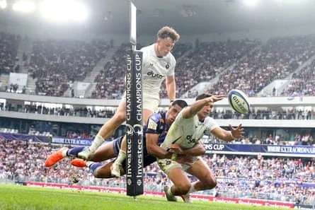 Bath full-back Santi Carreras is tackled by Salesi Rayasi during the Champions Cup semi-final