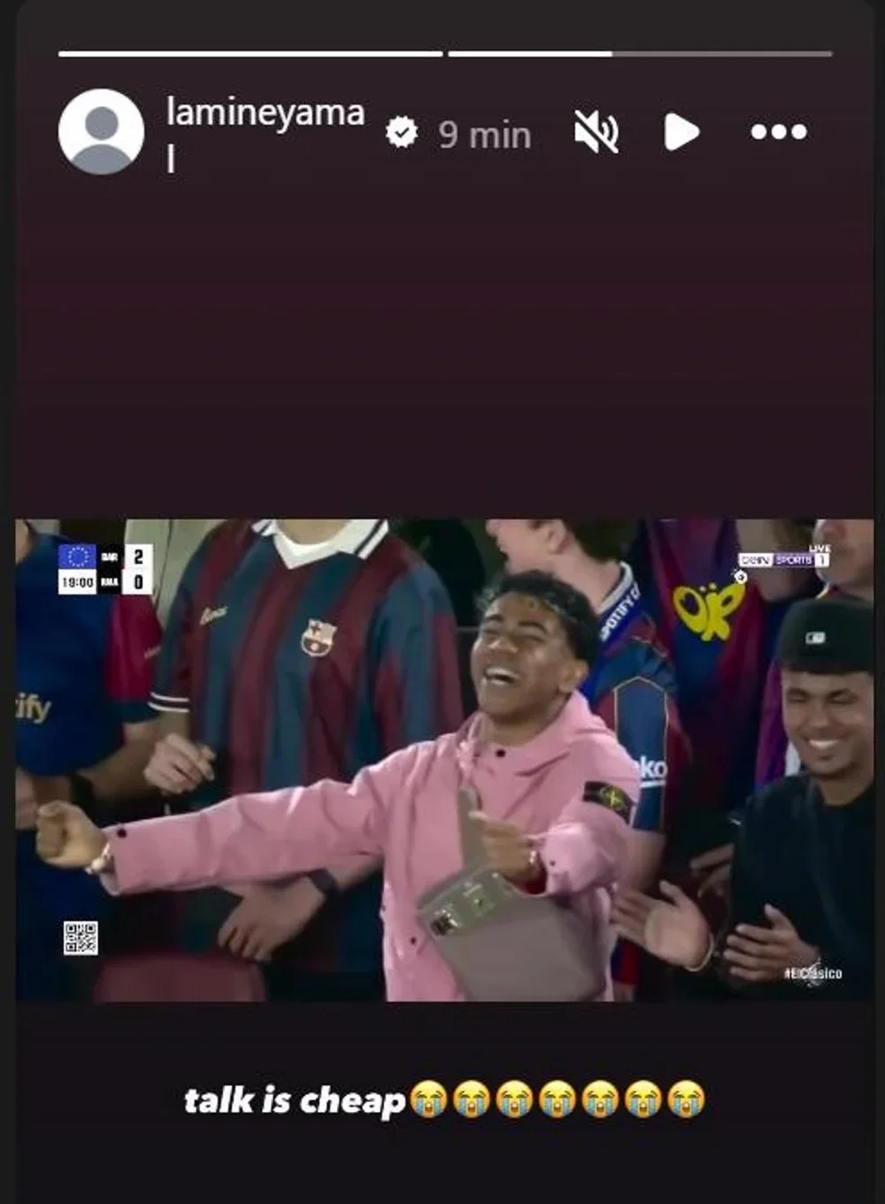 Historia de Instagram de Lamine Yamal